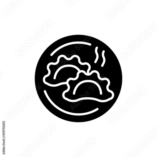Traditional ukrainian vareniks line color icon. Isolated vector element.