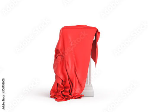 фотографія Pedestal with cloth on a white background. 3d illustration