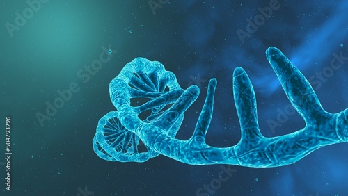 Photography Coronavirus mRNA strand. Medical illustration. 3D rendering