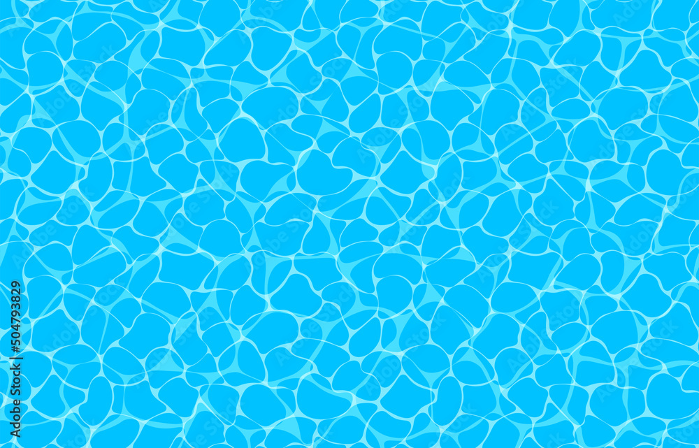 Seamless Vector Ocean Pattern With Caustic Ripple On Water Top View Swimming Pool Illustration