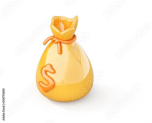 3d icon of money bag on a white background. 3d illustration