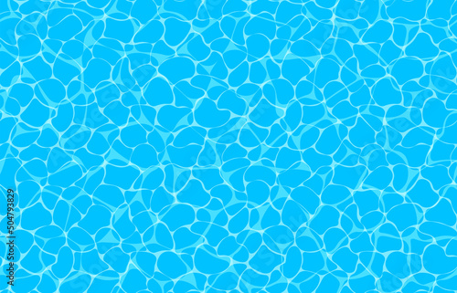 Seamless vector ocean pattern with caustic ripple on water. Top view swimming pool illustration. photo
