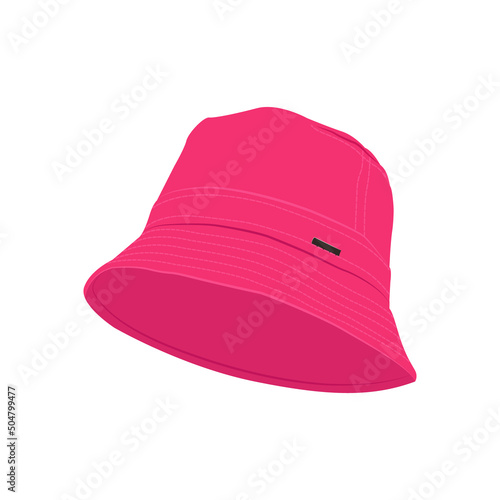 Panama headdress, pink. Isolated on a white background. Vector graphics. Hat. Women s accessories. Accessories. Trend.