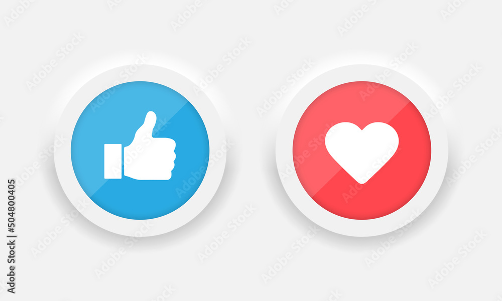 Thumb up and heart icon. Vector like and love icon in neumorphism style. Ready like and love button for website and mobile app. Vector EPS 10 Thumb up and heart icon. Vector like and love icon in neumorphism style. Ready like and love button for website and mobile app. Vector EPS 10