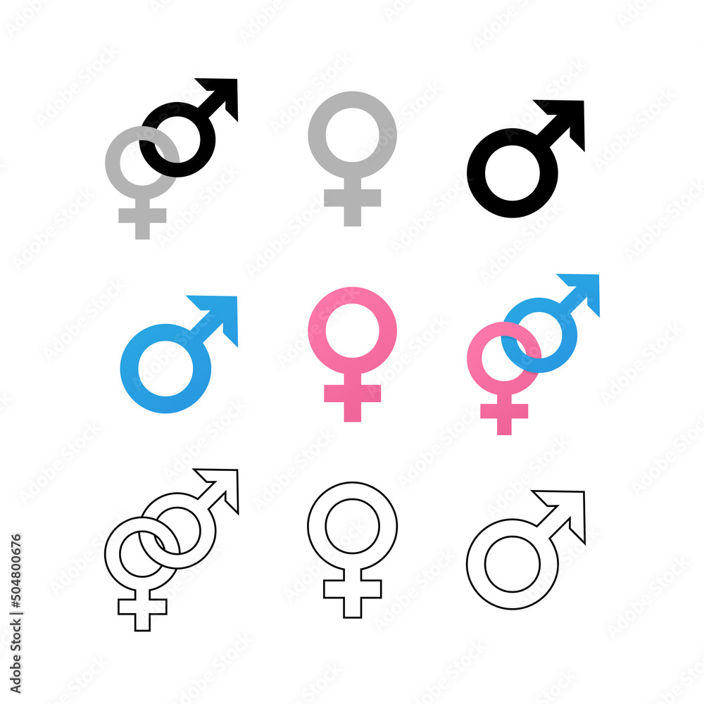 Gender symbols male and female in different style and colors isolated on white background. Vector EPS 10 Gender symbols male and female in different style and colors isolated on white background. Vector EPS 10