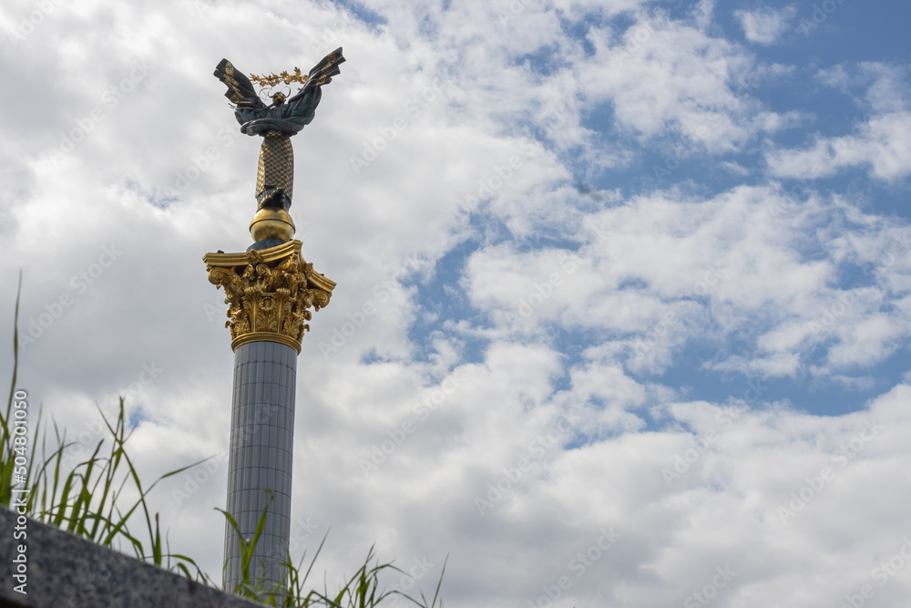Monument on Independence Square in Kyiv, Ukraine. Symbol of the struggle of the Ukrainian people for freedom