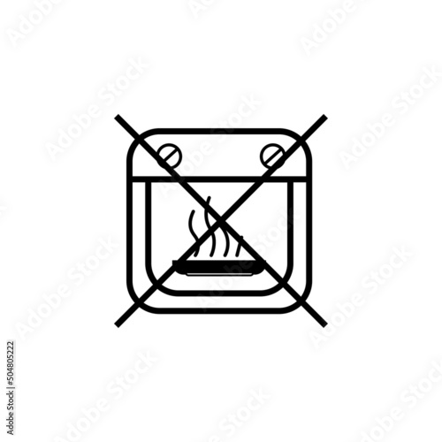 Prohibition sign. Crossed out oven and hot dish icon eps ten