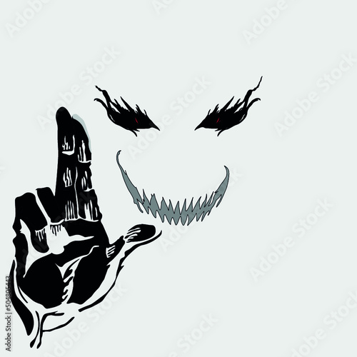 vector image of holy demon possessed, background for clothes, symbol, sign, tattoo, art