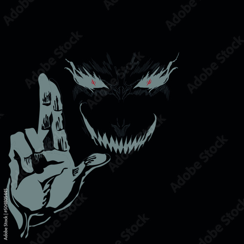 vector image of holy demon possessed, background for clothes, symbol, sign, tattoo, art