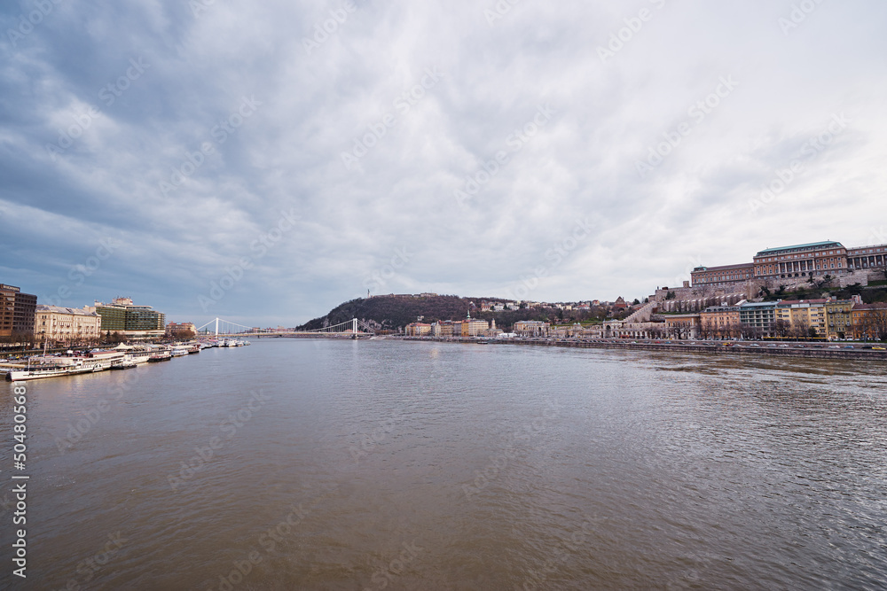 Danube River in city of Budapest, Hungary.