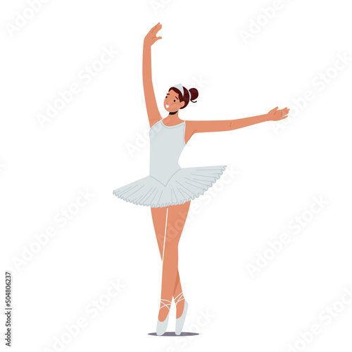Beauty of Classic Ballet, Happy Woman in Tutu and Pointe Shoes Stand in Position. Character Practicing Dance, Training