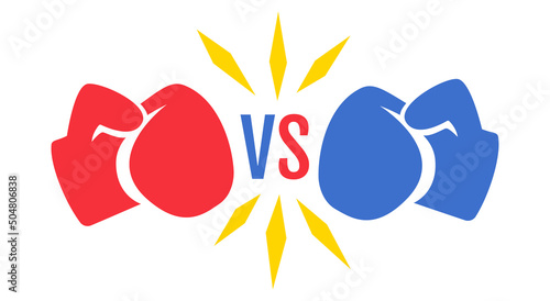 Vector vintage logo for a boxing with gloves and ribbon.