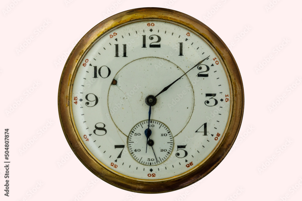 antique watch face with glass front on white background antique watch face with glass front on white background