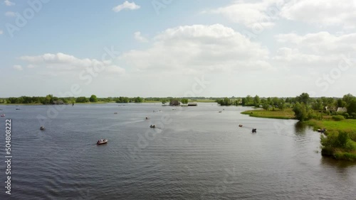 Lake with boats in the netherlands