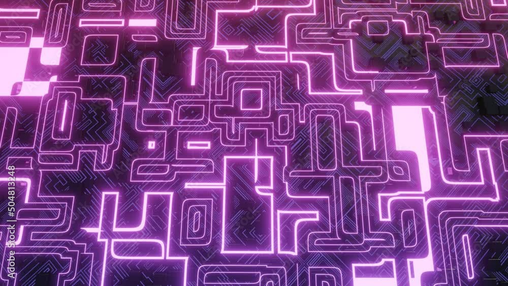 Hi tech pattern on plane surface, neon glow, complex elements and structure. 4k looped animation. 3d objects form sci fi composition on surface 3d pattern. Information technology, futuristic hardware Hi tech pattern on plane surface, neon glow, complex elements and structure. 4k looped animation. 3d objects form sci fi composition on surface 3d pattern. Information technology, futuristic hardware