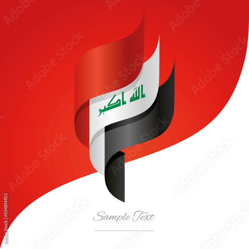 Abstract Iraq 3D wavy flag red white black modern ribbon strip logo icon abstract background vector