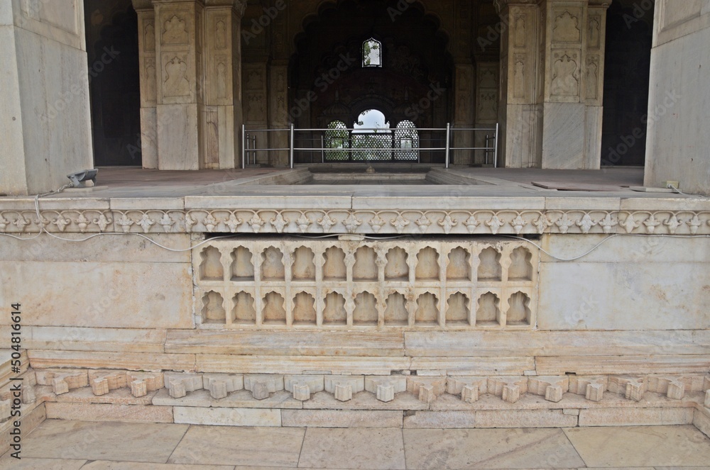 intricacy in marble at red fort, new delhi, india 