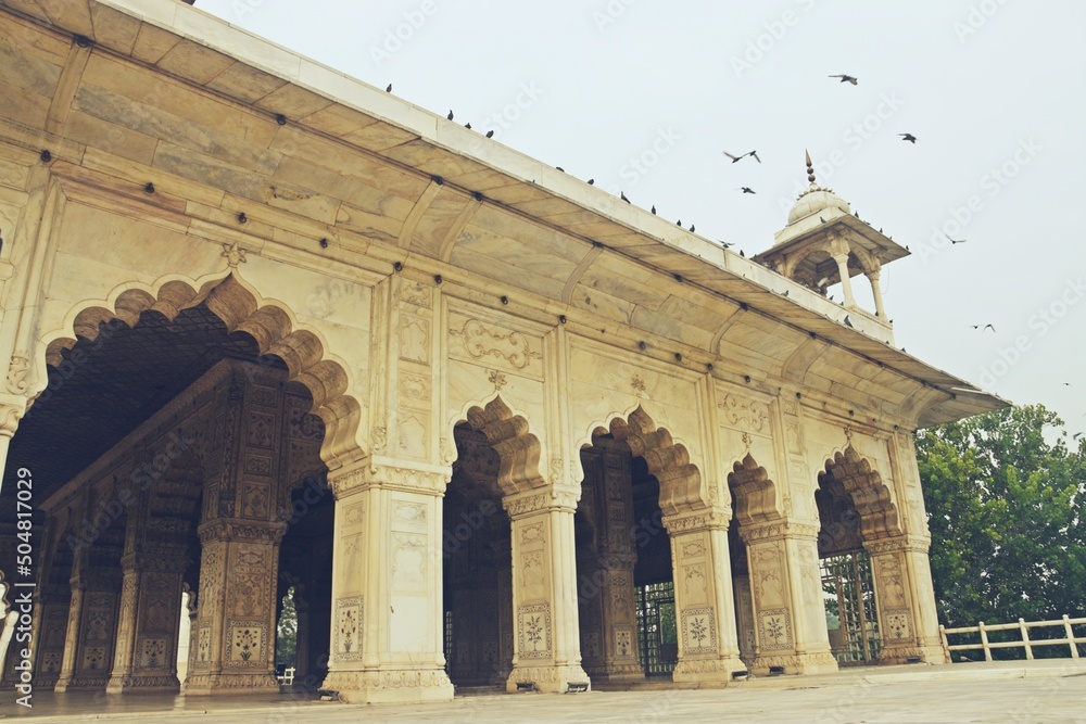 mughal era building inside red fort, delhi, india 