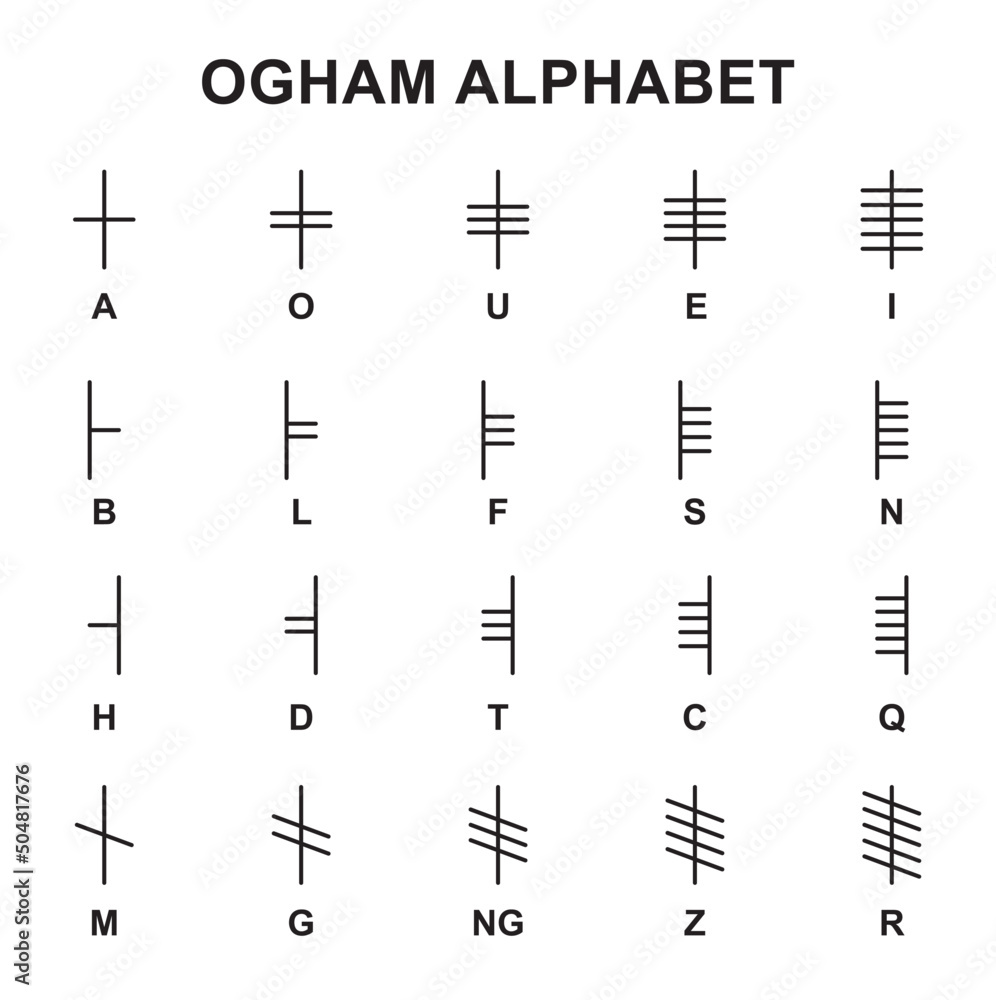 Ancient Ogham Alphabet. Designed On White Background. Vector ...