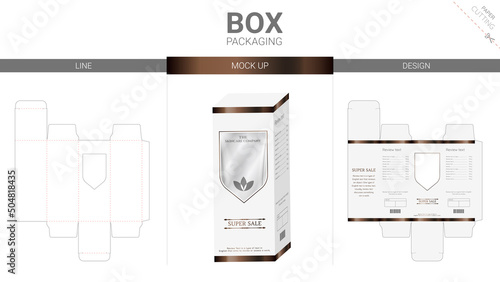 Box packaging and mockup die cut template