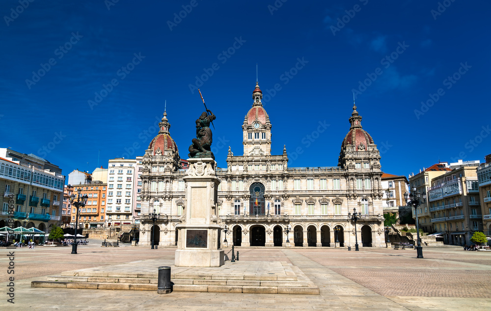 Fototapeta premium The Town Hall of A Coruna in Galicia, Spain