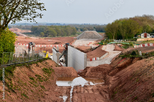 View on the High speed railway (HS2) under construction, West Midlands, England, UK