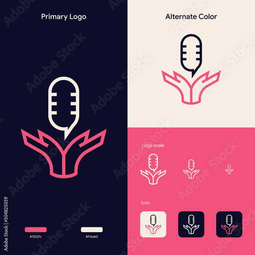 minimalist outline podcast logo concept