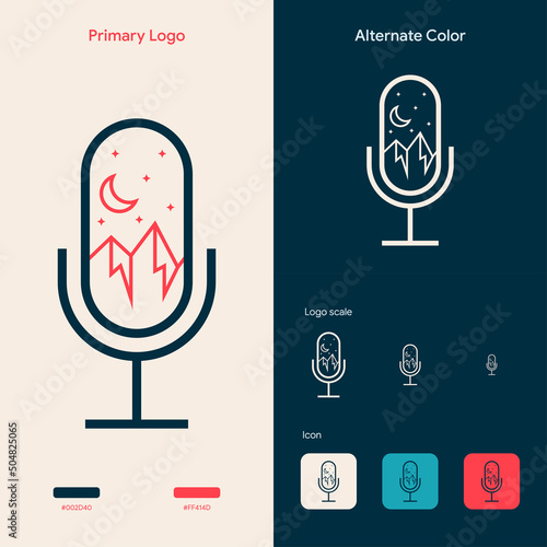 minimalist outline podcast logo concept
