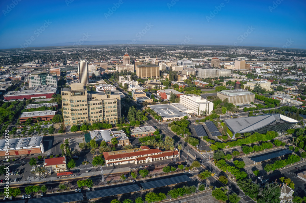 Aerial View of the Fresno, California Skyline