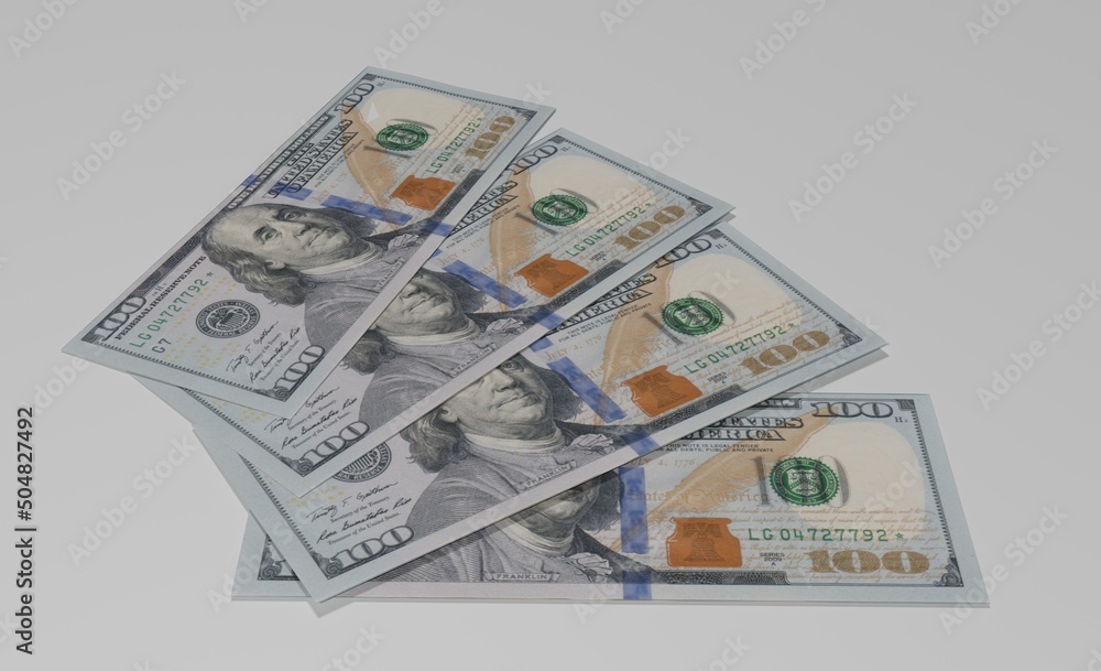 One hundred dollar banknote concept 3d render money illustration One hundred dollar banknote concept 3d render money illustration