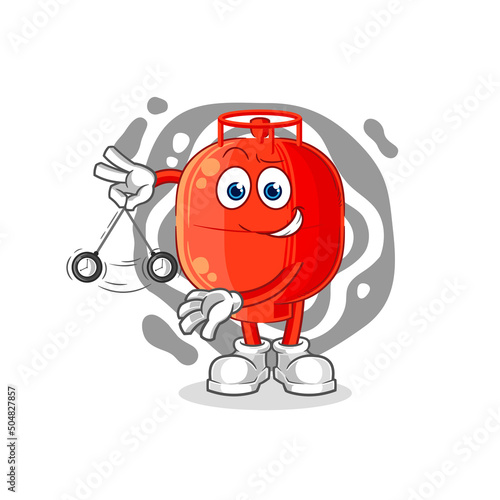 gas cylinder hypnotizing cartoon. cartoon mascot vector