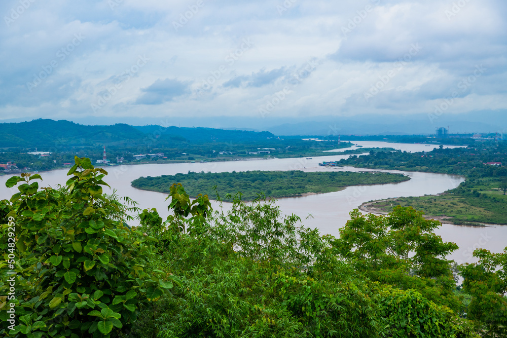 Mekong River View with Chiang Saen City at Chiang Rai Province
