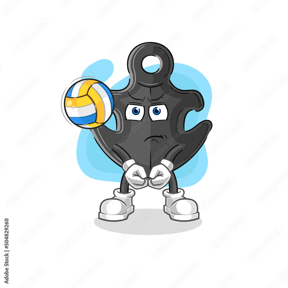 anchor play volleyball mascot. cartoon vector anchor play volleyball mascot. cartoon vector