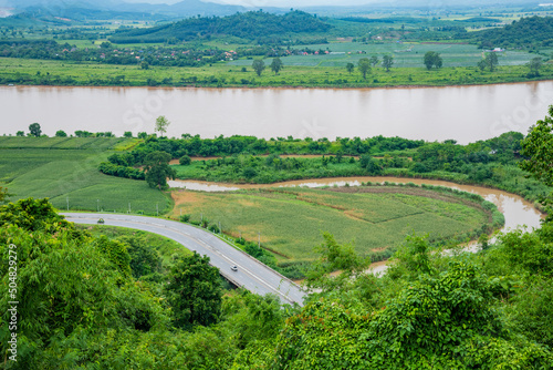 Mekong River View with Chiang Saen City at Chiang Rai Province