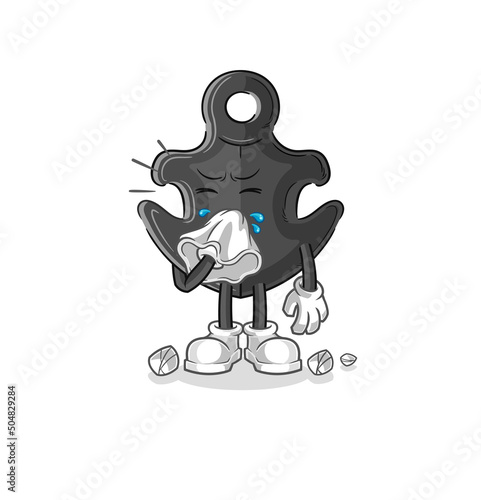 anchor blowing nose character. cartoon mascot vector