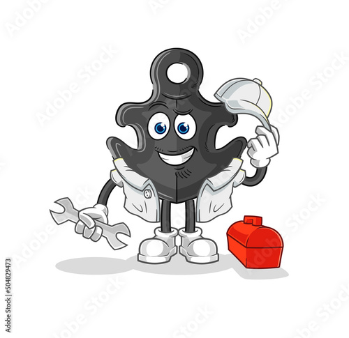 anchor mechanic cartoon. cartoon mascot vector