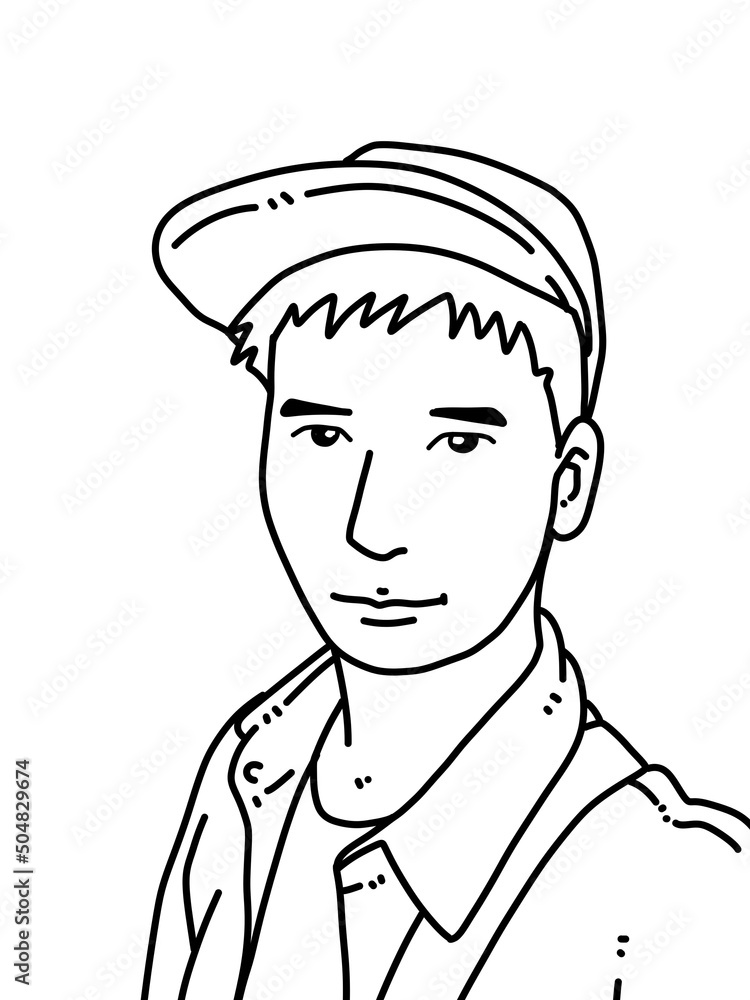 black and white of cute man cartoon for coloring black and white of cute man cartoon for coloring