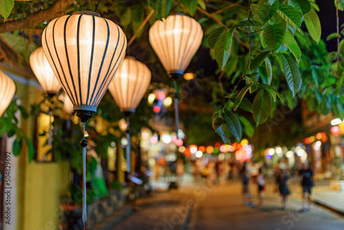 Evening street decorated with lanterns  Hoi An