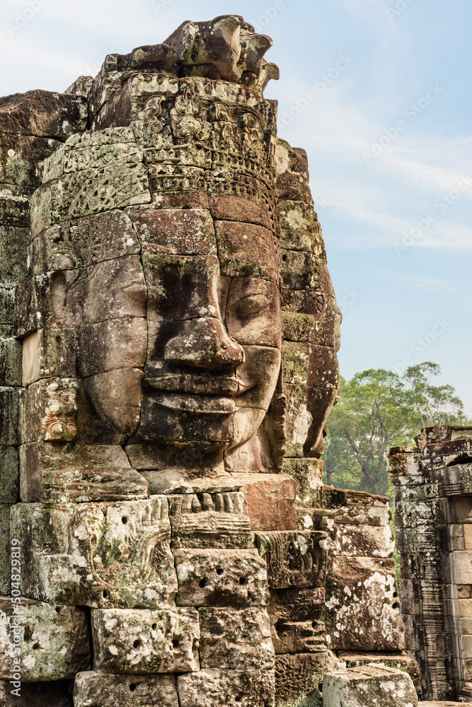 Giant stone face of Bayon temple, Cambodia