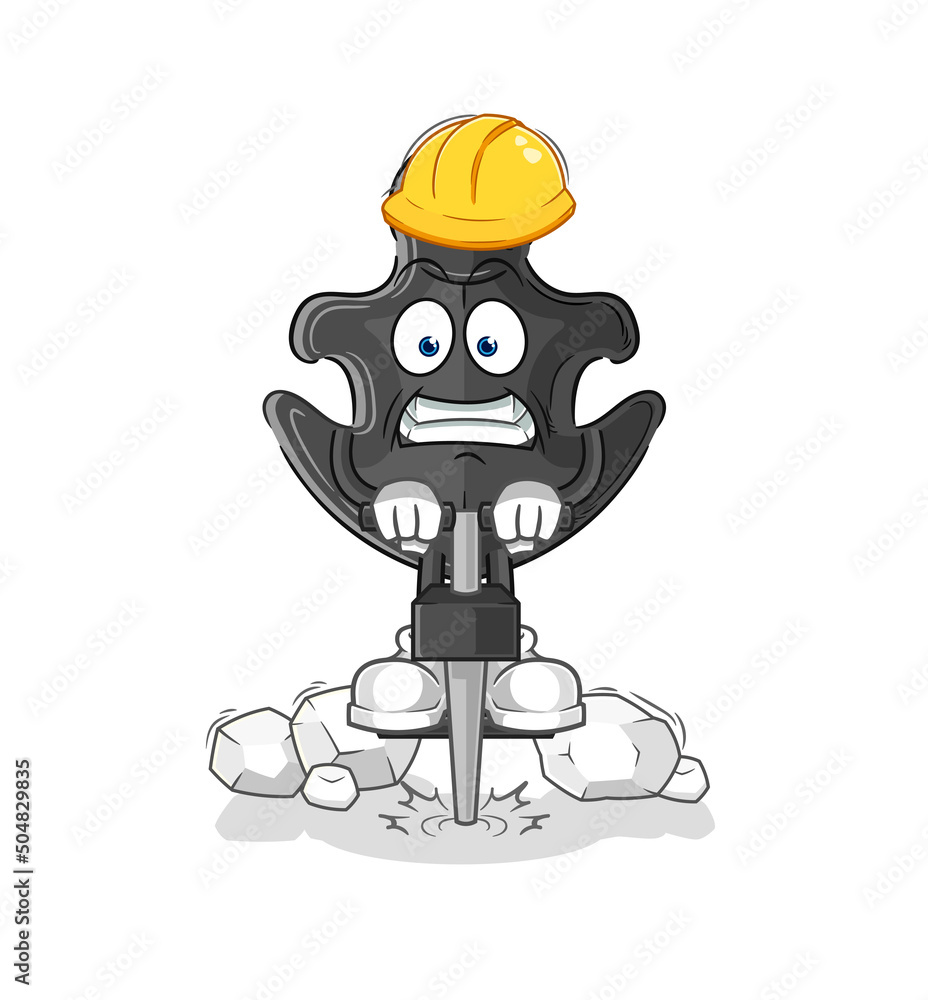 anchor drill the ground cartoon character vector