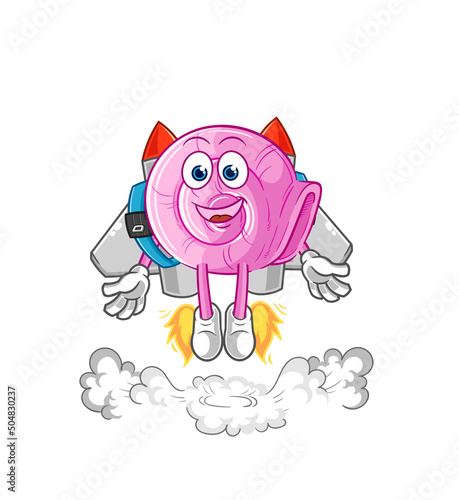 shell with jetpack mascot. cartoon vector