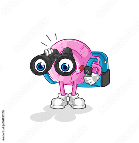 shell with binoculars character. cartoon mascot vector