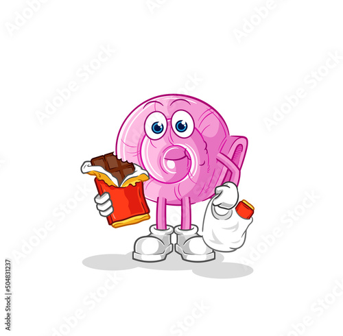 shell eat chocolate mascot. cartoon vector