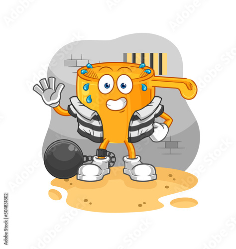 water dipper criminal in jail. cartoon character