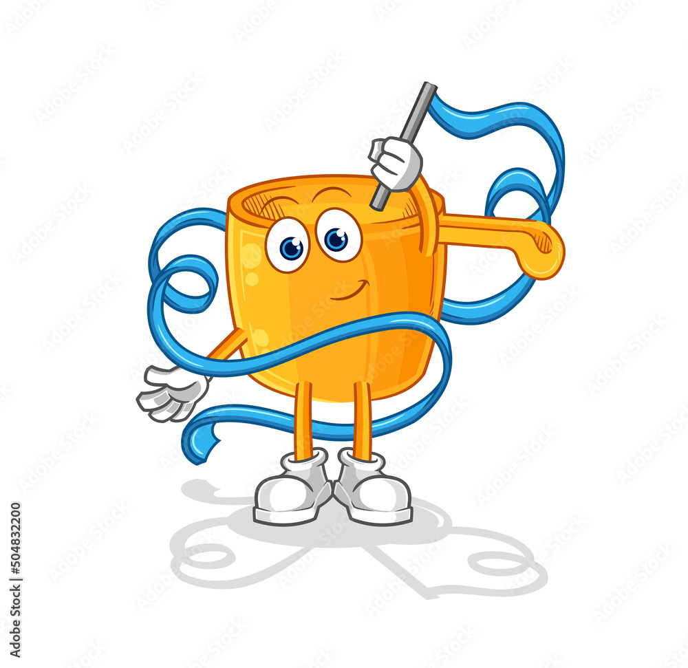 water dipper Rhythmic Gymnastics mascot. cartoon vector