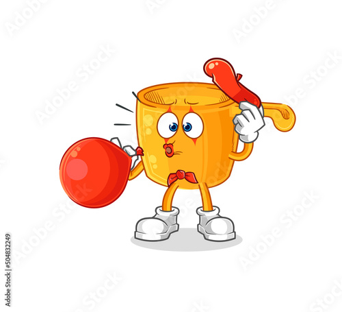 water dipper pantomime blowing balloon. cartoon mascot vector