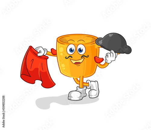 water dipper matador with red cloth illustration. character vector