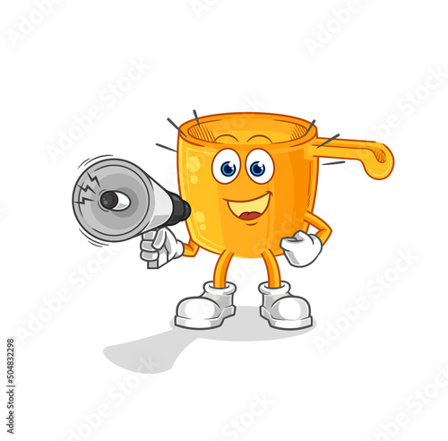 water dipper holding hand loudspeakers vector. cartoon character