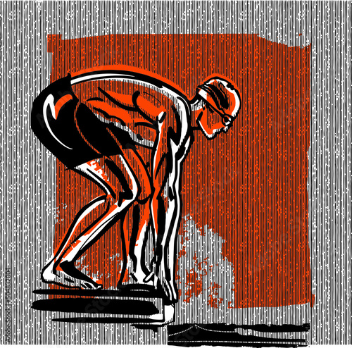 the swimmer being ready to swim