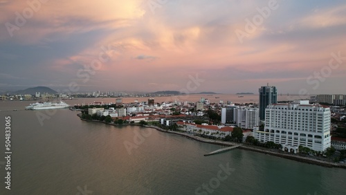 Georgetown, Penang Malaysia - May 14, 2022: The Amazing Scenery of around Armenian Street and Georgetown